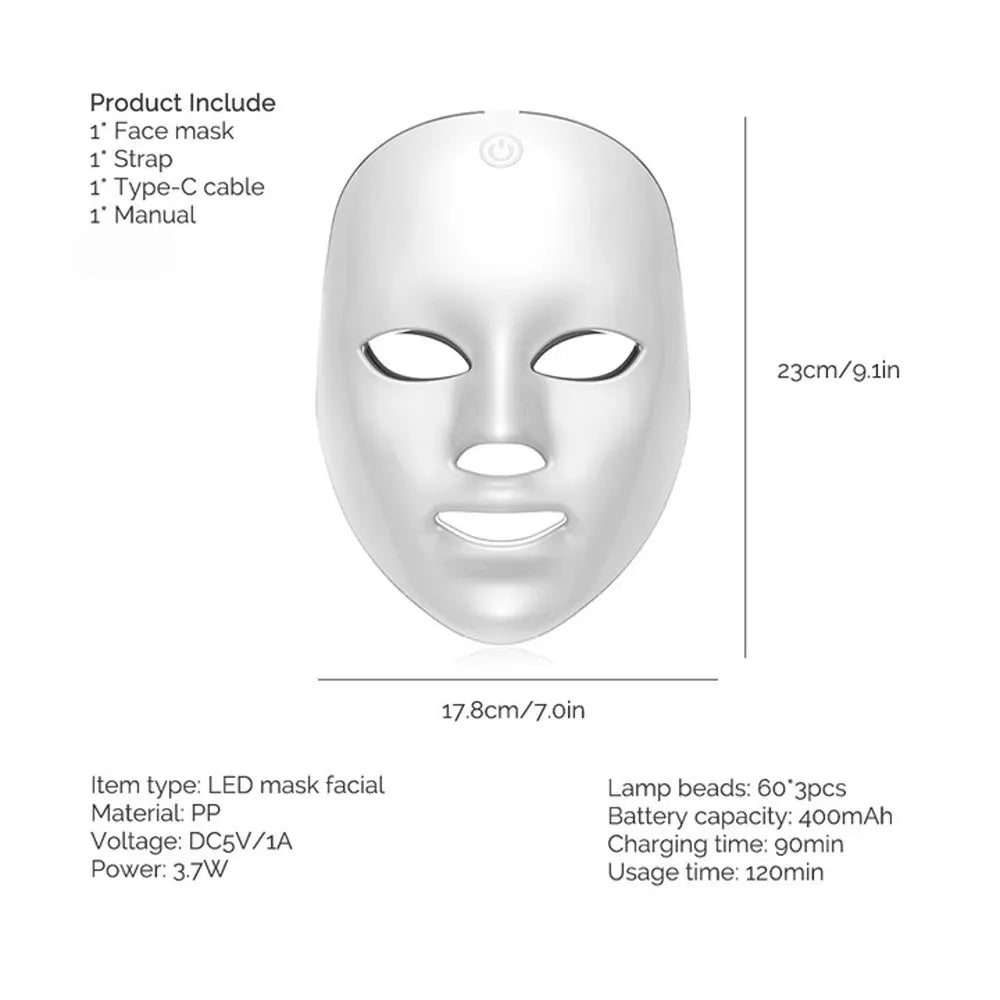 Masque LED Visage 7 Couleurs — Rituel Éclat