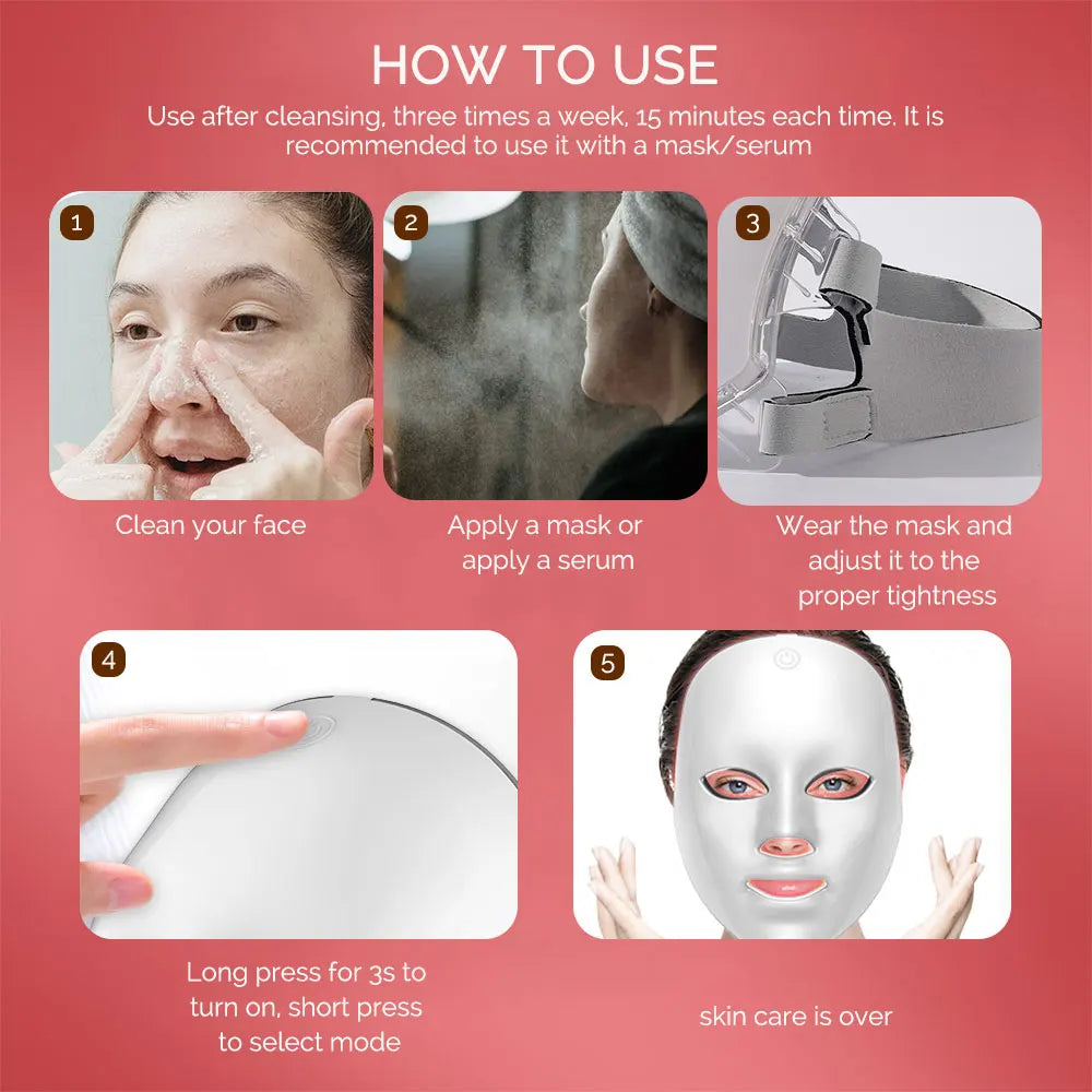 Masque LED Visage 7 Couleurs — Rituel Éclat