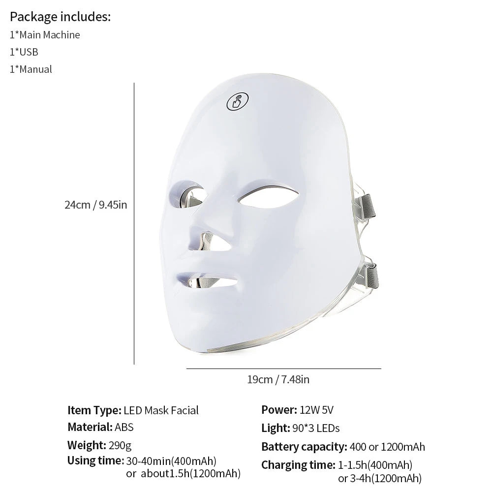 Masque LED Visage 7 Couleurs — Rituel Éclat